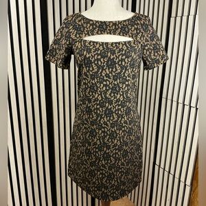 Michael Kors Black and Tan Lace Mini Dress, Sz Med